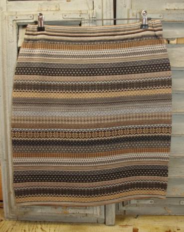Wollrock, Strickrock Emmi Beige, Streifen von Invero Merino, Merinowolle